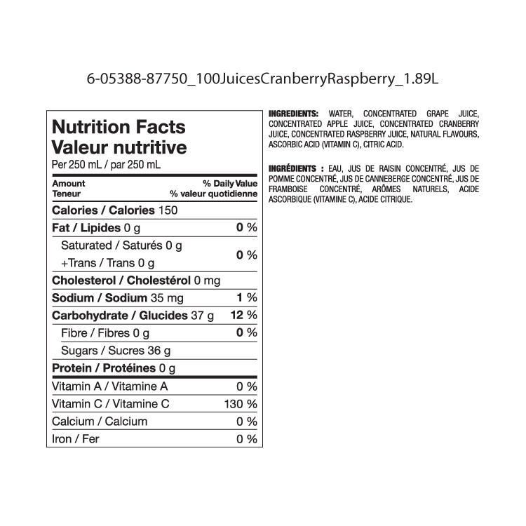 Great Value 100 Juice Blend Cranberry Raspberry Walmart.ca