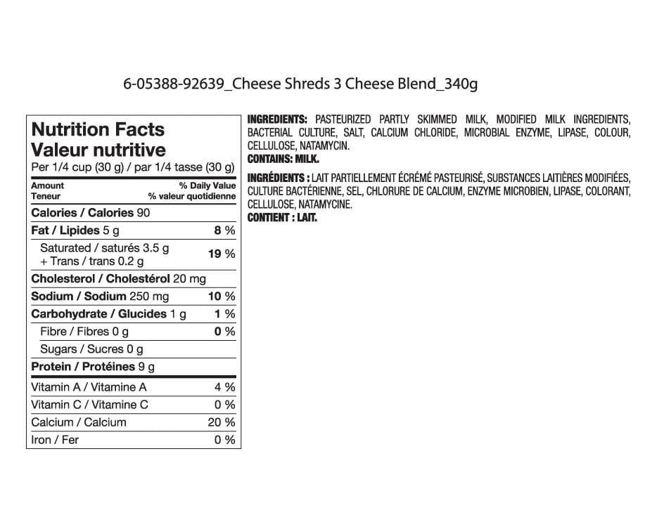 Great Value 3Cheese Blend Shredded Cheese Walmart.ca