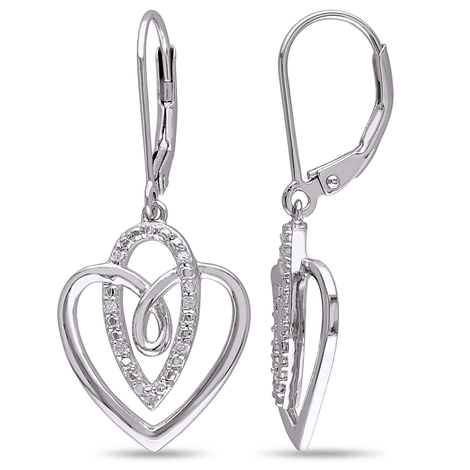 Miabella Diamond Accent Sterling Silver Dangle Heart Earrings Walmart