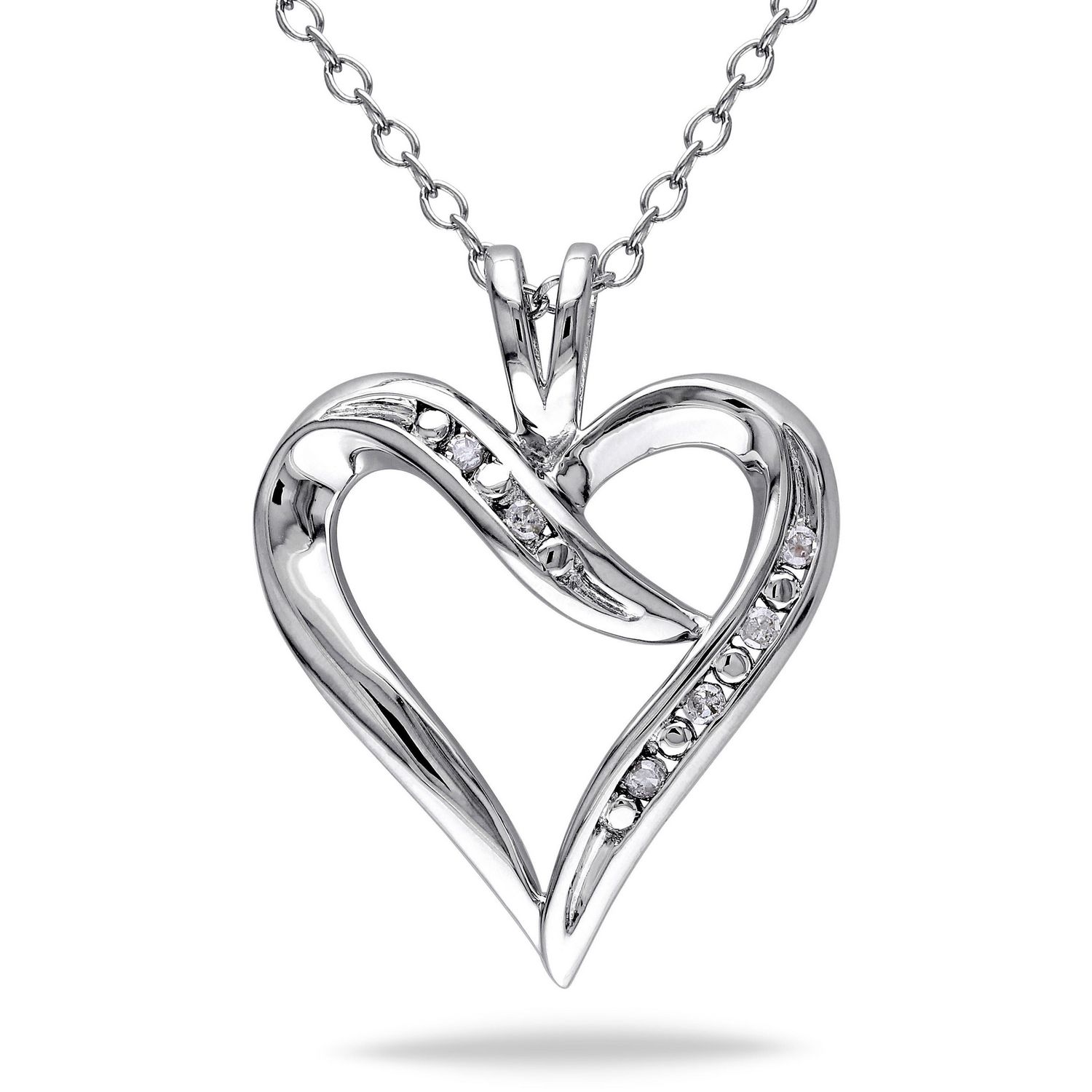 Miabella Diamond Accent Sterling Silver Heart Pendant 18 Walmart Canada