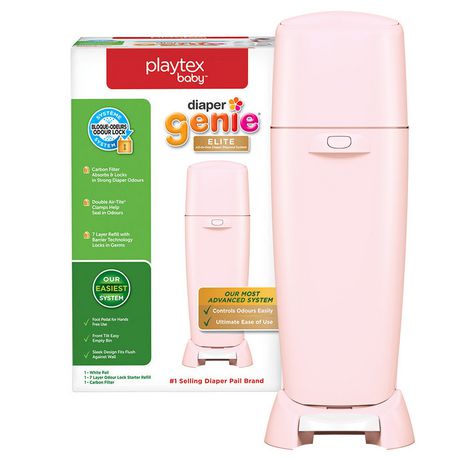 Playtex Baby Playtex Diaper Genie Elite Diaper Pail System With Front Tilt Pail For Easy Diaper Disposal