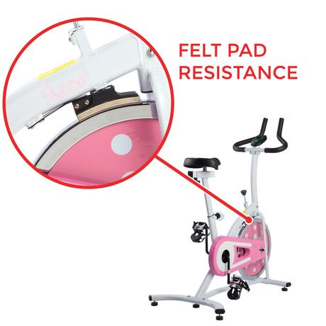 sunny health & fitness pink indoor cycling bike