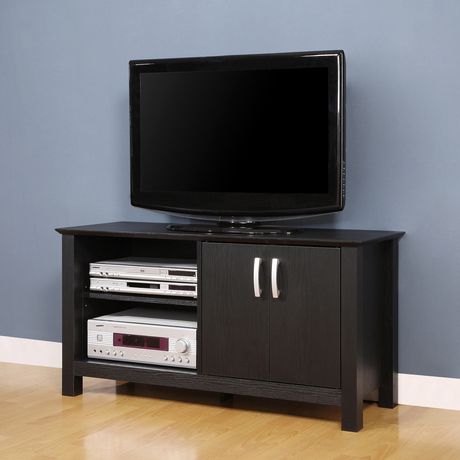 Black Wood Open Shelf TV Stand | 0