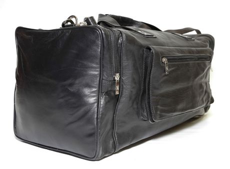 Ashlin Leather Duffel Bag with Double Handle And Shoulder Strap, Black | Walmart Canada