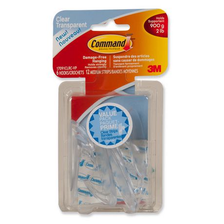 Command Clear Medium Hooks Value Pack, 17091Clrc-Vp Clear