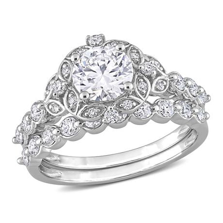 Miabella Carat T G W Created Moissanite Sterling Silver Floral