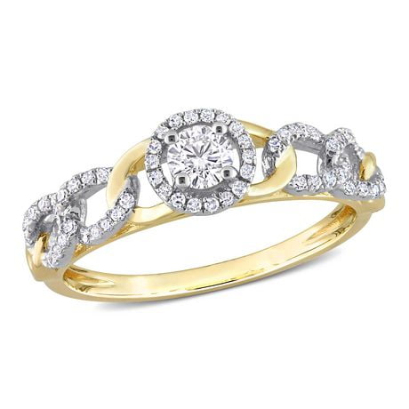 Miabella Carat T W Diamond K Yellow Gold Oval Link Halo