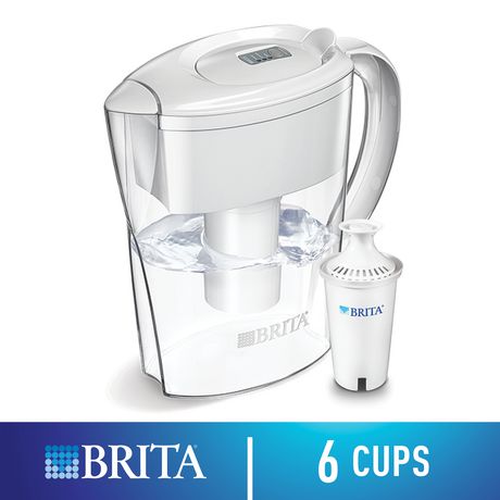 Brita Space Saver Water Filter Pitcher With 1 Standard Filter, White, 6 Cup White 6