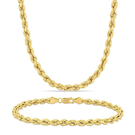 Leslies 10k Yellow Gold 3.5mm Semi-Solid Figaro Link Chain Necklace Bracelet 7-24