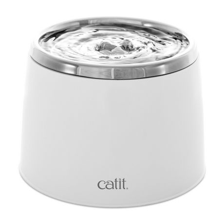 Catit Stainless Steel Top Drinking Fountain White 2 L (64 Fl Oz)