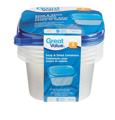 UPC 605388000620 product image for Great Value Soup And Salad Containers With Lids | upcitemdb.com