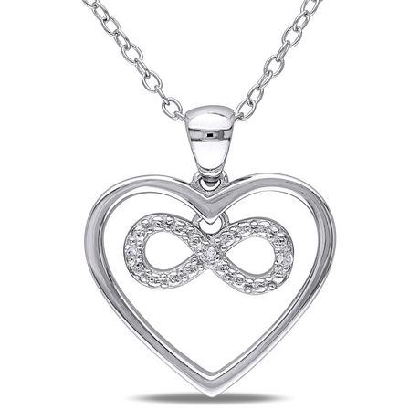 Miabella Diamond Accent Sterling Silver Infinity Heart Pendant