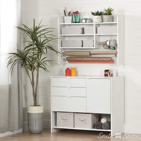 South Shore Crea Pure White Craft Storage Cabinet with ...