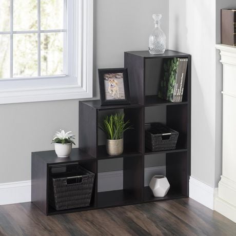 Stackable 6 Open Cube Modern Wood Organizer Espresso Walmart Canada