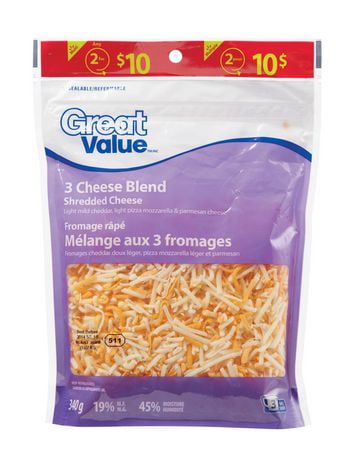 Great Value 3-Cheese Blend Shredded Cheese | Walmart.ca