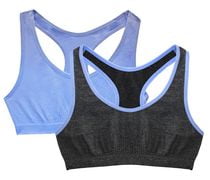 George Girls' 2 pack Seamless Racer Back Bra Blue Combo S
