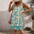 thumbnail image 3 of Ovzne Robes d'Été pour Femmes 2025 Robe pour Femme Robe d'Été Décontractée pour Femmes Mode Imprimée Poche Sans Manches Robe à Col en V Robe de Vacances Imprimée Liquidation, 3 of 5