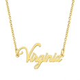 thumbnail image 1 of KISPER Collier Pendentif Prénom Personnalisé en Acier Inoxydable Plaqué Or 18K, Virginia, 1 of 6