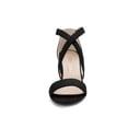 thumbnail image 3 of BLISSFUL STEP Women's Open Toe Cross Strap Mid Block Heel Sandals Black 8, 3 of 9
