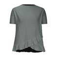 thumbnail image 4 of Frostluinai Summer T Shirts for Women Short Sleeve Eyelet Embroidery Shirts Crew Neck Solid Color Tops Flowy Ruffle Irregular Hem Tshirts, 4 of 6