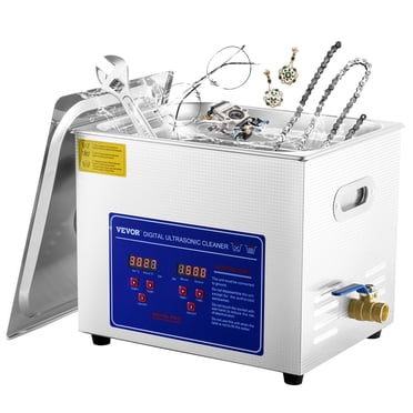 VEVOR Nettoyeur Ultrasonique Nettoyeur Ultrasonique Bijoux Bijoux Ultrasoniques Lunettes Commercial Industriel avec Chauffage Numérique Minuterie Panier (10 Litres)