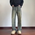 thumbnail image 4 of Styesk Men's Pants Man Loose Straight Barrel Pattern Jeans Pockets Drawstring Jeans, 4 of 4