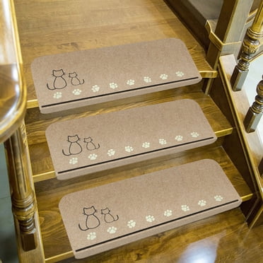 EGNMCR Marche en Bois Antidérapante Tapis d'Escalier Intérieur 22'X3 'Marche d'Escalier Caoutchouc Aide Marche d'Escalier Lavable et Réutilisable Tapis de Marche d'Escalier Adapté aux Personnes Âgées Tapis de Sol d'Escalier en Polyester