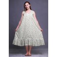 thumbnail image 4 of Bimba White7 Floral Roses & Ranunculus Mi-Mollet Vêtement de Nuit Femme Coton Imprimé Sans Manches Robe de Nuit Maxi Grande, 4 of 6