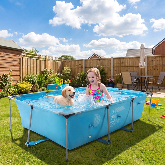 Naipo 10FT Framed Rectangle Swimming Pool Type 845 gal Large Above Ground Pool with Durable Steel Frame for Family Backyard Summer Fun
