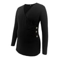 thumbnail image 4 of Jchiup Maternity Shirt Side Button and Ruched Long Sleeve Tunic Nursing Tops, 4 of 5