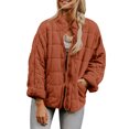 thumbnail image 1 of Opperiaya Women Stand Collar Long Sleeve Solid Color Full Zip Quilted Jackets, 1 of 7