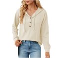 thumbnail image 1 of Yuyuzo Womens Fall Sweatshirts Drawstring V Neck Buttons Long Sleeve Textured Knit Pullover Tops, 1 of 7