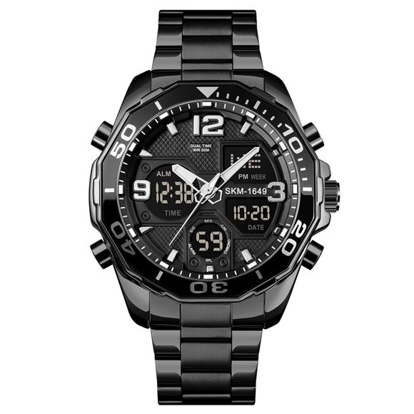 TIMIFIS Watches Men's Multi-Time Chronograph Digital Analog Stainless Steel Sports Wrist Watch Gift
