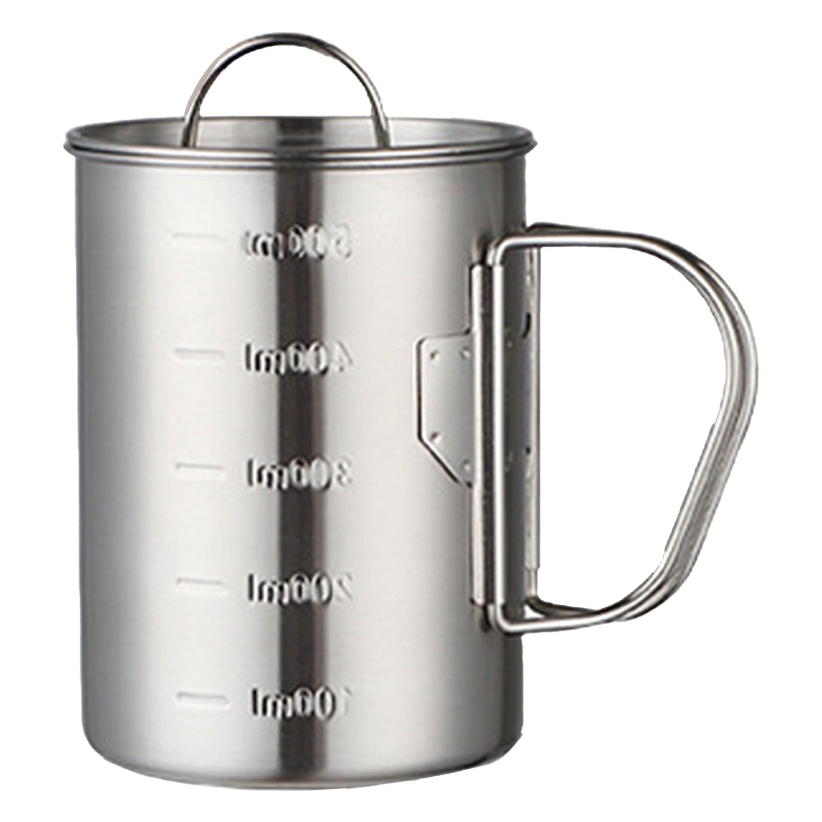 Portable Stainless Steel Camping Cup with Lid, Scale Rust Prevention Foldable Camping Cup, Camping Coffee Pot for Outdoor Hiking Camping Backpacking[500ml]