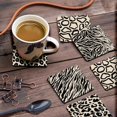 thumbnail image 3 of Inkdotpot Set of 6 Drink Coasters DecorativeNon,SlipCork Base4-inch Square PrintedCoastersEasy Clean- Animal Skin, 3 of 8