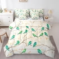 thumbnail image 1 of Erosebridal Ensemble de Literie Vert avec Oiseaux, Format Simple, Branches et Feuilles, 7 Pcs, 1 of 5