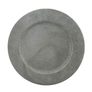 Saro Lifestyle Plaque de Recharge Ronde en Métal Galvanisé de 13 Po Argent Ensemble de 4