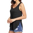 thumbnail image 4 of Women U Neck Solid Color Side Split Scoop Hem Tank Top, 4 of 5