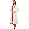 thumbnail image 1 of Atasi Robe en Coton Ethnique Indienne pour Femmes, Costume Anarkali Blanc Salwar - 6, 1 of 1