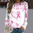 thumbnail image 1 of EQWLJWE T-Shirts de Cancer du Sein pour Femmes Automne Ruban Rose Graphique Pull Décontracté Manches Longues Col Rond Sensibilisation au Cancer du Sein T-Shirt Survivant Cadeau Manches Longues pour Femmes, 1 of 5