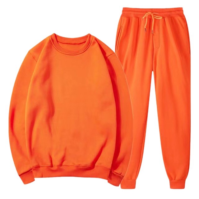 Weiqiqre Sweat Suits for Men Solid Color Loose Fit Basic Pullover Round Neck Sweatshirt Sport Jogging Suits