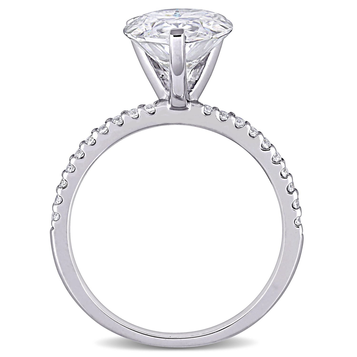 Bague de fiançailles en forme de larme Miabella avec 3-1/2 carat p.g.t. Moissanite en or blanc 10K