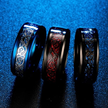 UPGRATOR 1Pc Durable Titanium Steel Men Ring with Carbon Fiber and Mirror Polishing Finish