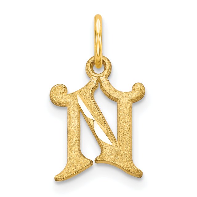 Initiale en Or Jaune 14K avec N Charme