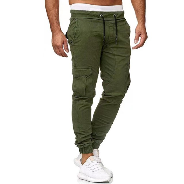 Cotton Men Trousers Solid Color Replacement Stylish Trouser Breathable Washable Easy Matching Middle Waist Home Long Pant Clothes Green L