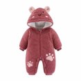 thumbnail image 1 of EGNMCR Rompers for Kids Winter Infant Toddler Baby Long Sleeve Ear Hooded Romper Zipper Jumpsuit Kid Rompers, 1 of 6