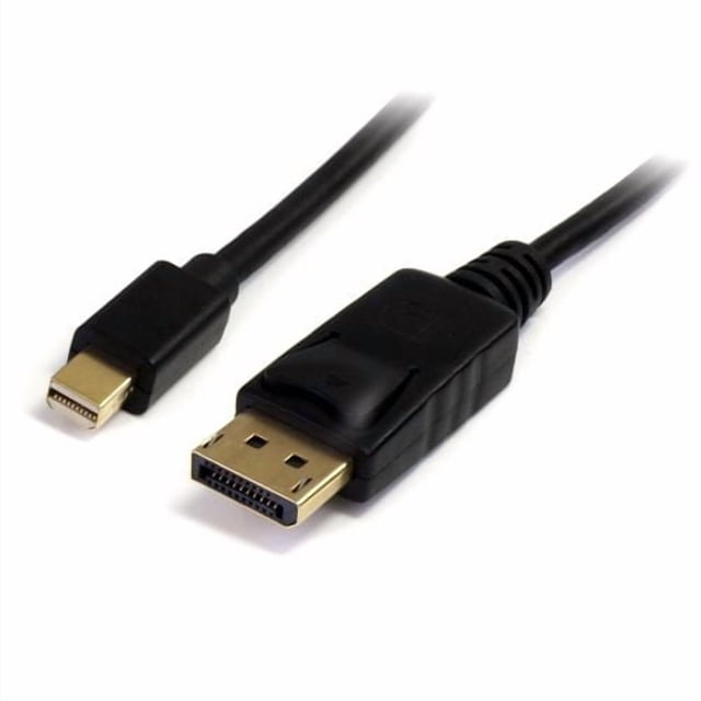 Câble Adaptateur Mini DisplayPort vers DisplayPort avec Connecteurs Noirs et Cordon de 6 Pieds, Doté d'Une Prise Mini DisplayPort et d'Un Connecteur DisplayPort à Loquet pour une Connexion Sécurisée, compatible avec les Appareils Apple Mini DisplayPort et Convient pour Connecter des Portables à des Moniteurs DisplayPort Ou des Téléviseurs HD.
