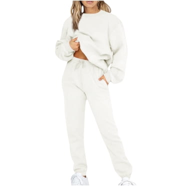 Cameland Survêtements pour Femmes 2 Pcs à Manches Longues Ensemble de Survêtement Couleur Unie en Molleton d'Hiver