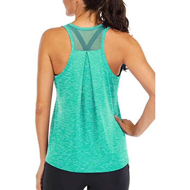 Workout Tops for Women Loose fit Racerback Tank Tops for Women Mesh Backless Muscle Tank Running Tank Tops