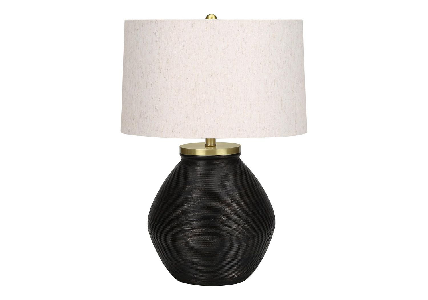 Monarch Specialties  Luminaire, 25"h, Lampe De Table, Béton Noir, Teinte Ivoire / Crème, Contemporain
